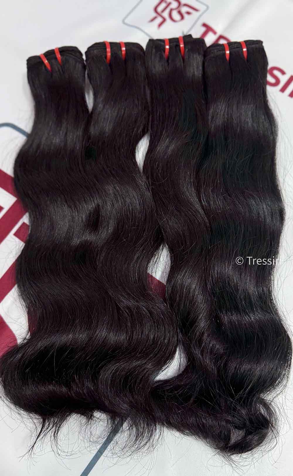 Jet Black Wavy Human Hair Extensions