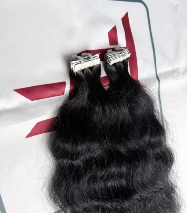 Order Jet Black Tape-In Wavy Extensions now Order Jet Black Tape-In Wavy Extensions now
