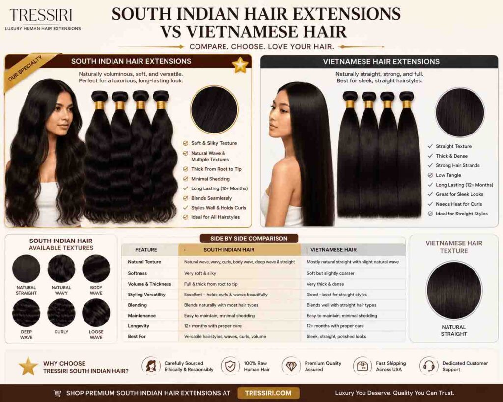 South Indian Hair Extensions vs Vietnamese Hair at a Glance
