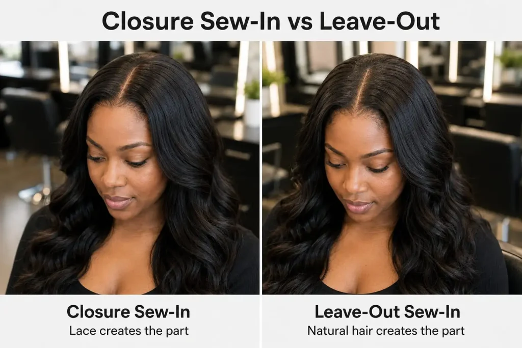 Closure Sew In vs Leave Out for Natural-Hair Coverage