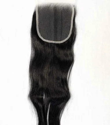 Straight human-hair closure with 5×5 HD lace