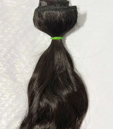 black-wavy-clip-in-hair-extensions-3-piece-11-clip Natural black human-hair clip-in set with eleven clips