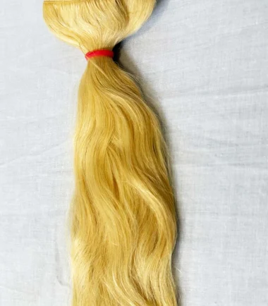 blonde-clipin Tressiri blonde human-hair clip-in set, USA Stock