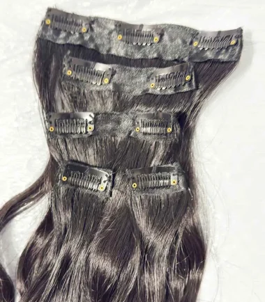 One three-clip, two two-clip, and two one-clip hair wefts