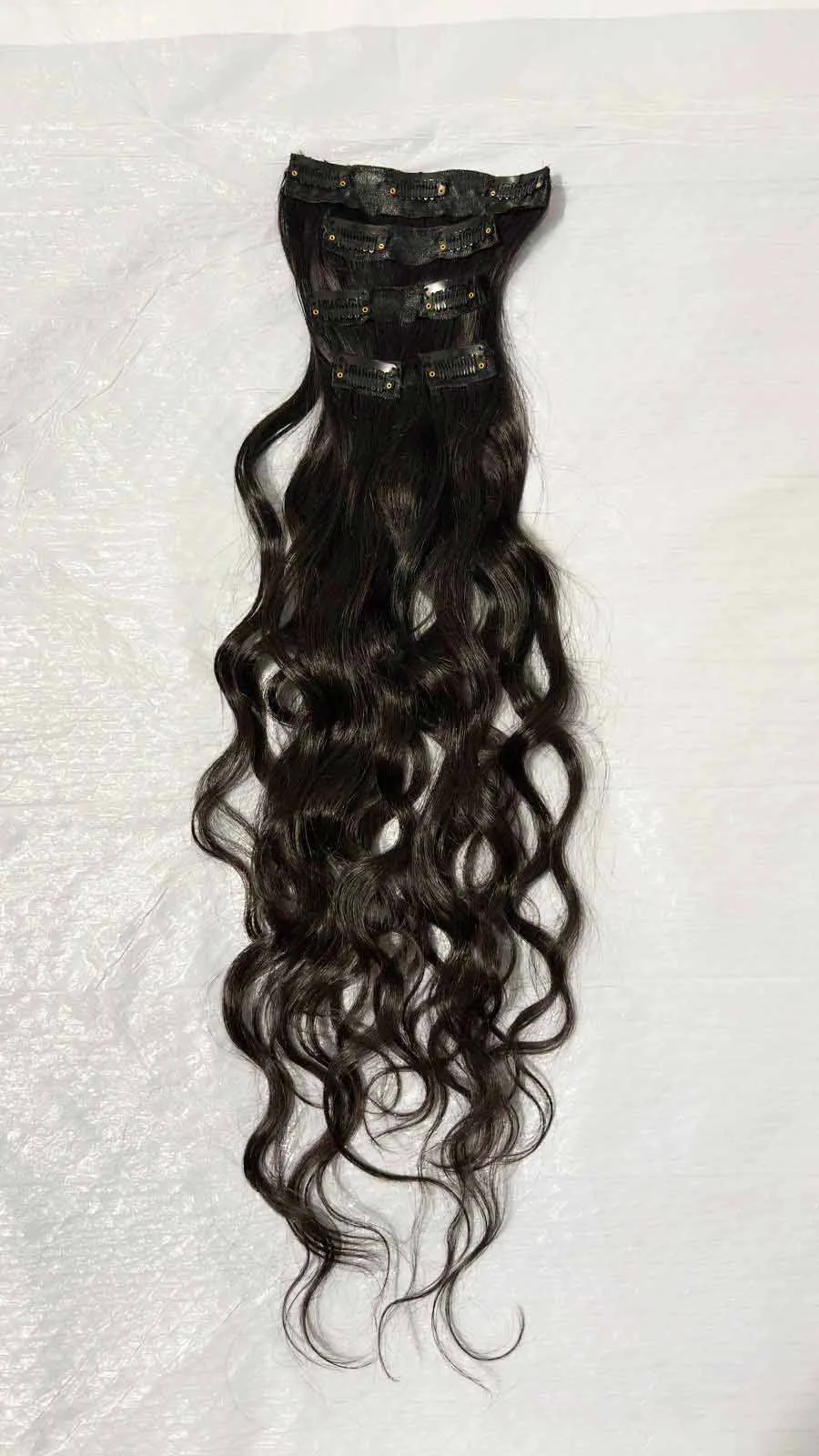 natural-black-wavy-clip-in-hair-extensions-5-piece-9-clip Natural black wavy clip-in hair extensions
