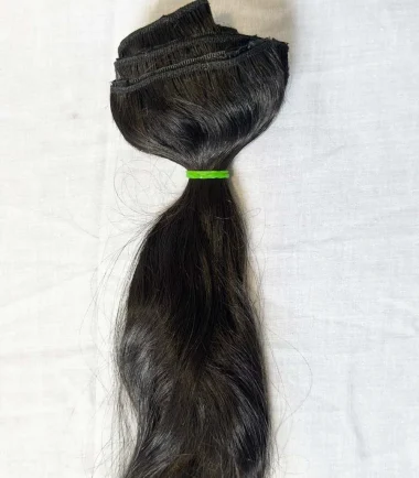 Two-piece 150g human hair clip-in extension set